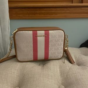 Michael Kors red stripe cross body
